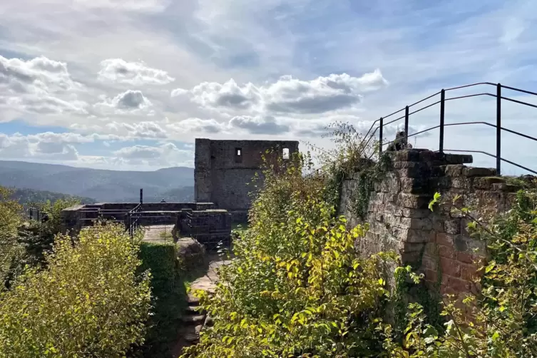 Ruine zwischen Wald und Himmel: Aufgang zur Oberburg.