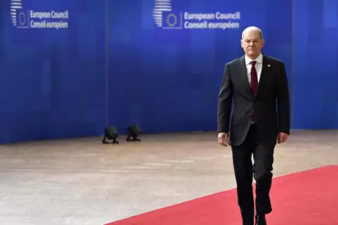 Bundeskanzler Scholz beim EU-Gipfel in Brüssel.