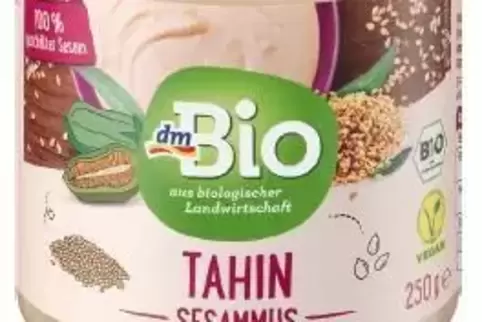 Wegen Salmonellengefahr zurückgerufen: das Sesammus der Marke dmBio. 