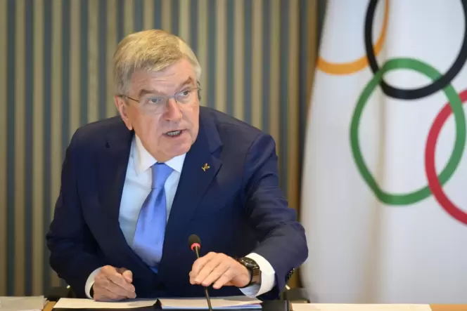 IOC-Präsident Thomas Bach bei der Sitzung in Lausanne.