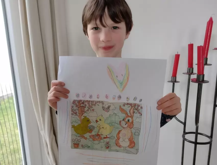 Elisabeth Schäfer, 7 Jahre alt, aus Sippersfeld hat nicht nur das Bild ausgemalt, sondern auch noch einen schönen bunten Rahmen