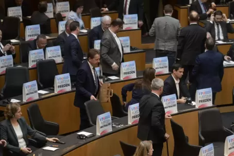 Vor der per Video übertragenen Rede des ukrainischen Präsidenten verließen die FPÖ-Abgeordneten das Plenum.