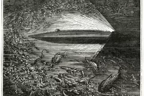 Das U-Boot Nautilus konstruierte Jules Verne in seinem Roman „20.000 Meilen unter dem Meer“ als 70 Meter langen, an den Enden ko
