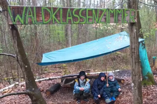 Diese Erstklässler in der Freien Naturschule Kandel stört der Regen nicht. Diese Erstklässler in der Freien Naturschule Kandel stört der Regen nicht.