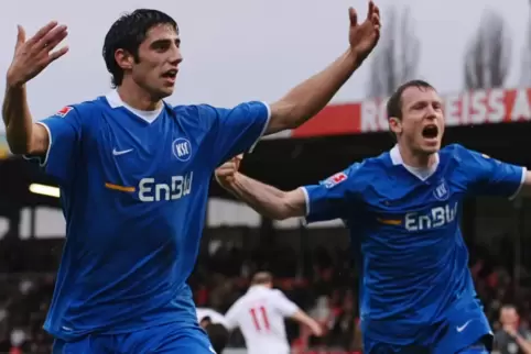 Jubelt Lars Stindl (links) nun bald wieder für den Karlsruher SC? Rechts: Michael Mutzel. 