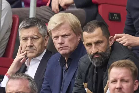 Das Führungstrio des FC Bayern: Herbert Hainer, Oliver Kahnn, Hasan Salihamidzic. 