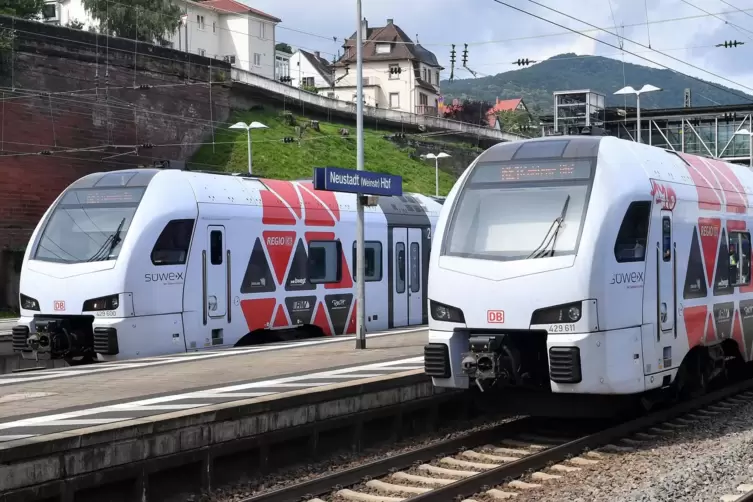 Deutlich schneller als die S-Bahn sind die Regional-Express-Züge der Linie RE1, die auf dem Weg nach Mannheim unter anderem in H