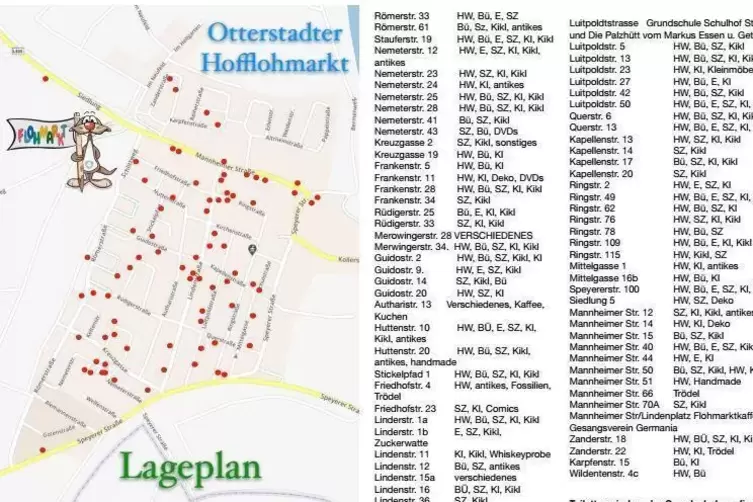 Der Lageplan f&uuml;r den Otterstadter Hofflohmarkt. 