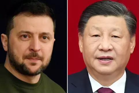 Haben erstmals telefoniert: Wolodymyr Selenskyj (links) und Xi Jinping (rechts).