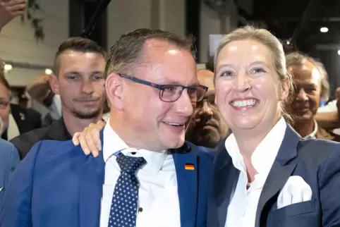 Im Aufwind: AfD-Führungsspitze Tino Chrupalla und Alice Weidel.