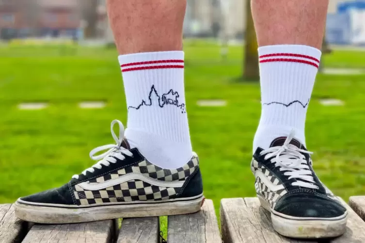 Landau-Socken mit der Skyline der Stadt. 