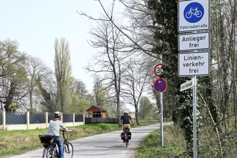 Haßloch als Vorreiter: An der Fohlenweide gibt es seit 2022 die erste Fahrradstraße der Gemeinde. 