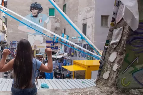 Diego Maradona ist noch immer überall präsent in Napoli. 