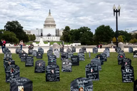 Demonstration in Washington erinnert an die vielen Drogentoten durch die Opioid-Krise in den USA. 