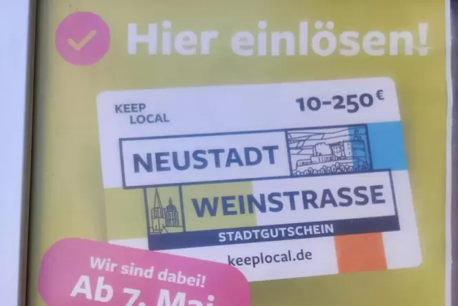 Die Buchhandlung Quodlibet bewirbt den Gutschein auch auf einem Aufsteller in der Kellereistraße. Die Buchhandlung Quodlibet bewirbt den Gutschein auch auf einem Aufsteller in der Kellereistraße.