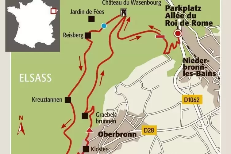 Von der Wasenburg nach Oberbronn und zurück: Die Wanderung ist ca. 10 Kilometer lang. 