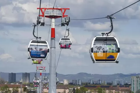 Die meisten Besucher lieben diesen Moment: Eine Seilbahn-Fahrt bei der Bundesgartenschau dauert acht Minuten.