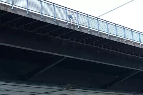 Die Laufschiene an der Rheinbrücke wurde bei dem Unfall beschädigt.