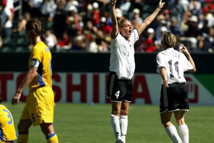 Siegtor: Nia Künzer erzielte das Golden Goal gegen Schweden im WM-Finale 2003 in Carson City.