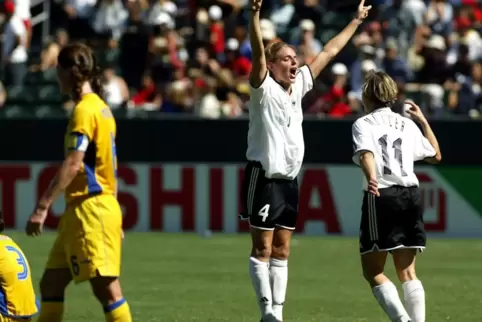 Siegtor: Nia Künzer erzielte das Golden Goal gegen Schweden im WM-Finale 2003 in Carson City.