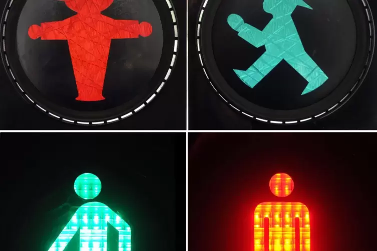 In puncto Ampelm&auml;nnchen ist zunehmend Individualit&auml;t gefragt. Die Standardvarianten in Ost- und Westdeutschland (unten) reichen 