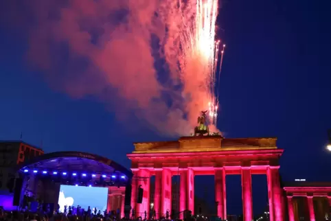Die Abschlussfeier der Veranstaltung fand am Brandenburger Tor statt.