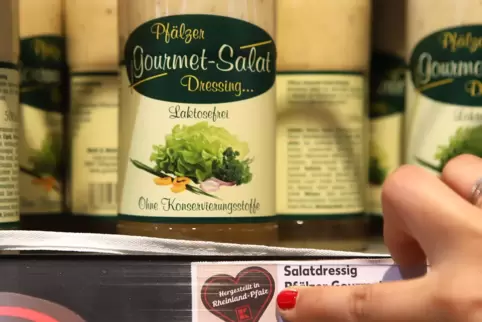 Das Regioherz steht für regionale Produkte aus Rheinland-Pfalz, hier Gourmet-Salat-Dressing aus Billigheim-Ingenheim.