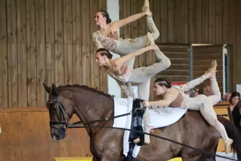 Das S-Team Schwegenheim mit Mia Veth (oben), Olivia Paul (unten) und Maya Braunberger (rechts) auf Jacomo Di Puccini.