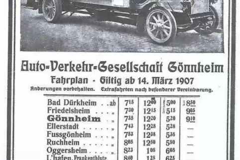 Ein alter Fahrplan, zu finden in der Dorfchronik.