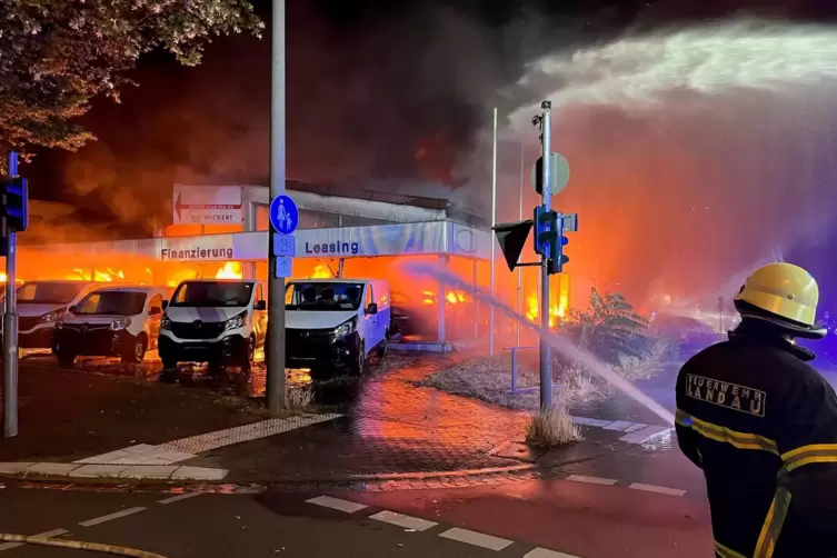 Es ging alles ganz schnell, berichtet Dirk Hargesheimer. Ein Schlauchwagen aus Herxheim war eine gro&szlig;e Hilfe bei den L&ouml;scharbeit