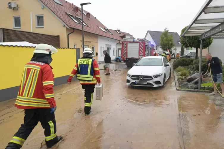 Überschwemmung nach Starkregen: in Römerberg ein wiederkehrendes Problem.