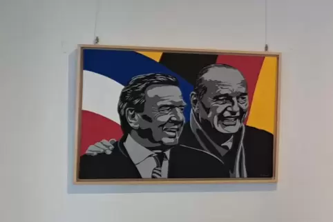 Eines der Bilder zeigt Altkanzler Gerhard Schröder mit Jacques Chirac. 