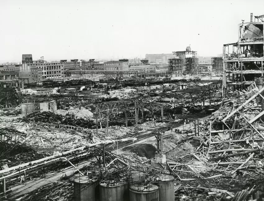 Das Trümmerfeld nach der Explosion 1943.