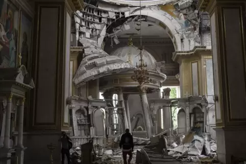 Die durch russische Angriffe beschädigte Verklärungskathedrale in Odessa.