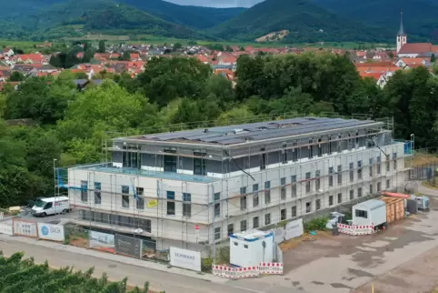 Das neue Bürogebäude aus der Vogelperspektive. 