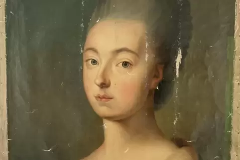 Ein Gemälde von Wilhelmine Luise von Hessen-Darmstadt (1755 bis 1776), Tochter des Landgrafen Ludwig IX., Maler unbekannt. 