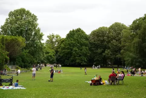 Eine belebte Spielwiese gibt es auch im Park in der Mannheimer Neckarstadt.