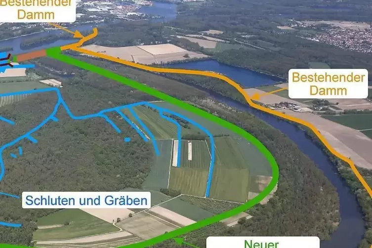 Dämme und Mulden: Der Ausschnitt des vom Regierungspräsidium Karlsruhe veröffentlichten Schräg-Luftbildes zeigt das betroffene G