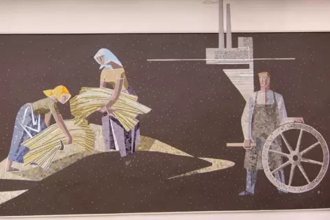 Das Mosaik im Bürgerzentrum „Max 1“ erinnert an das Miteinander der Arbeiter auf dem Acker und der Beschäftigten in der Zweibrüc
