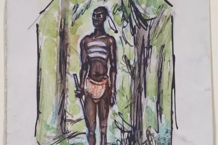 Max Slevogt: &bdquo;Stehender Indianer&ldquo;, um 1910, Aquarell. 