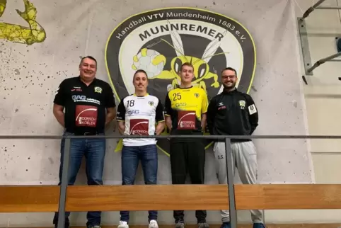 Wollen in der Oberliga oben angreifen (von links): Sportlicher Leiter Patrick Horlacher, Marvin Seyfried, Niklas Klein und Train