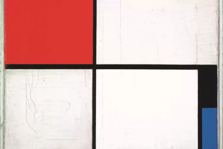 Hochabstrakt: Piet Mondrians „Komposition mit Rot, Schwarz, Blau und Gelb“, 1928 (Ausschnitt). 