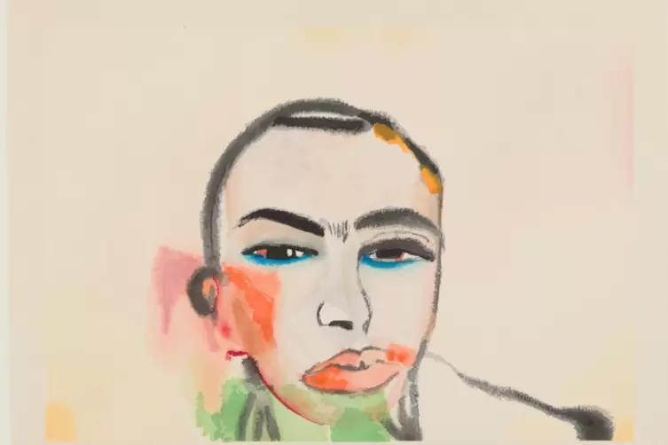 Zwar ohne Titel. aber eindeutig ein Selbstporträt: der Farbholzschnitt von Francesco Clemente (1984).