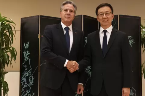 Treffen in New York: Chinas Vize-Premier Han Zheng und US-Außenminister Anthony Blinken.