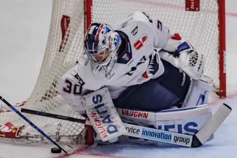 Ruhe in Person: Adler-Goalie Arno Tiefensee. 