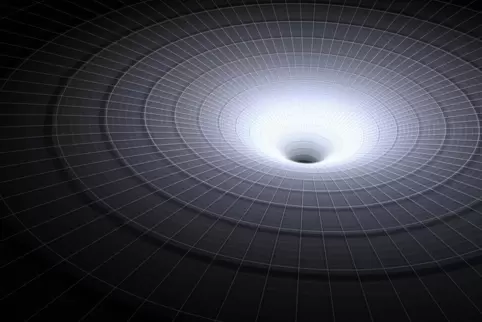 Gekrümmt wird die Raumzeit durch die Gravitation der Planeten, Sonnen, Galaxien oder Schwarzen Löcher (Bild). 