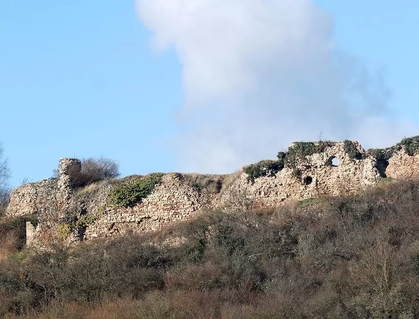 So sah die Mauer vor der Sanierung aus: bewachsen und mit losem, bröckeligen Mauerwerk.