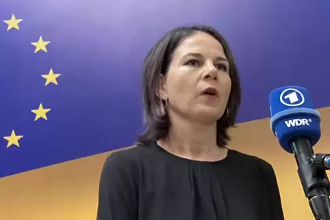 Bundesaußenministerin Annalena Baerbock vor Beginn des Treffens in Kiew.