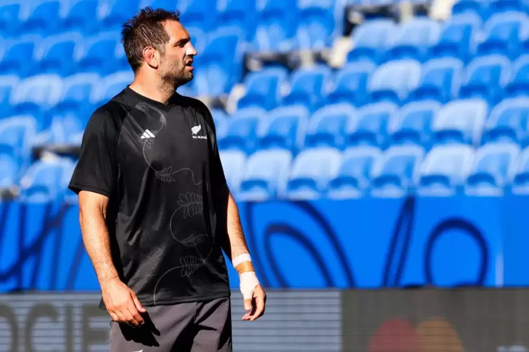 Sam Whitelock, Neuseelands neuer Rekordnationalspieler, beim „Stadium Run“, dem Abschlusstraining ein Tag vor dem Spiel. 