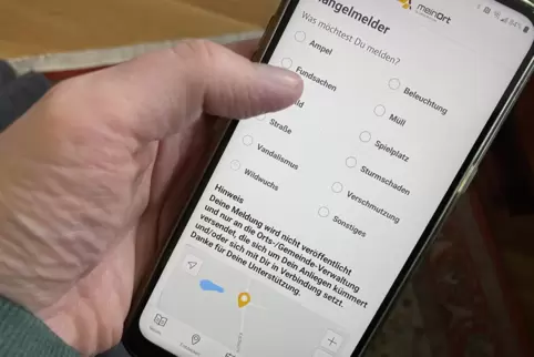 Teil der Amtsblatt-App: ein „Mängelmelder“ für Beschwerden an die Verwaltung. 